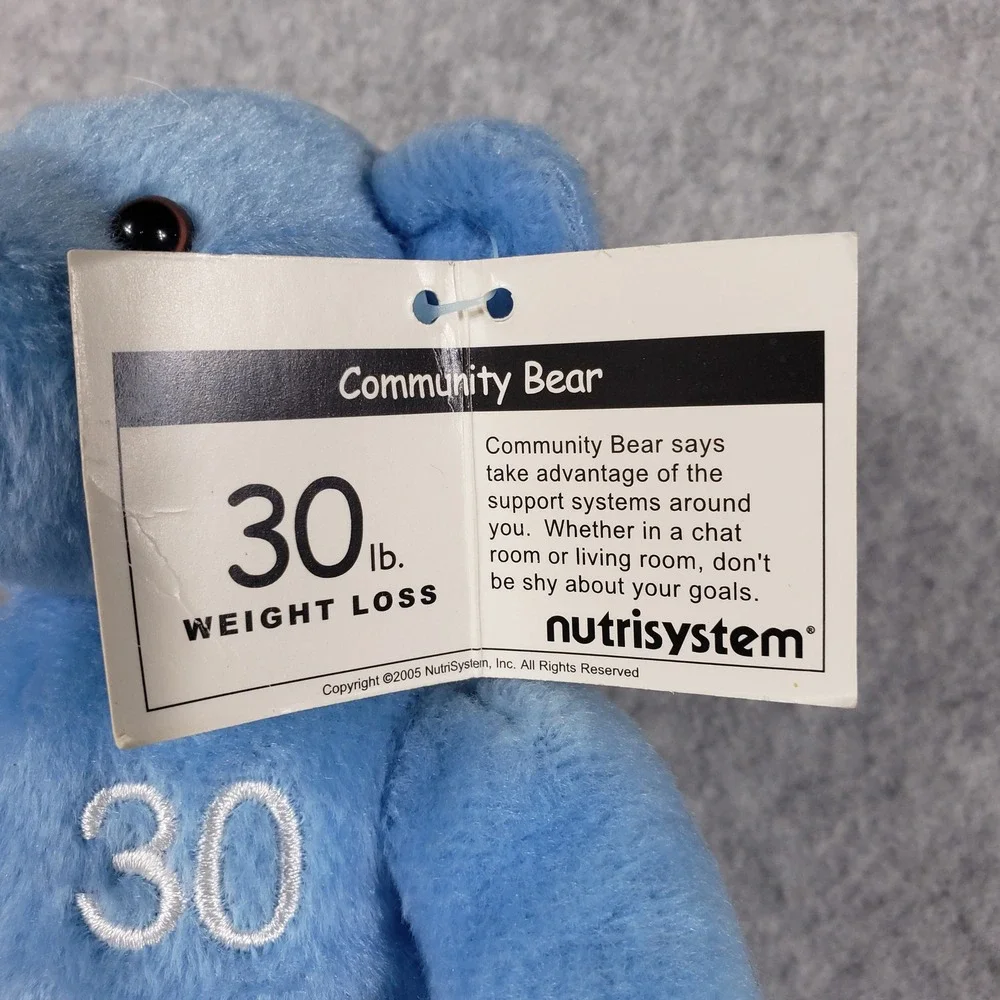 Nutrisystem 30 lb Community Bear Plush Blue Milestone‎ Y2K Retro Mascot Stuffed